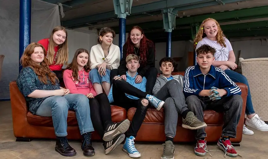 Young people on a sofa