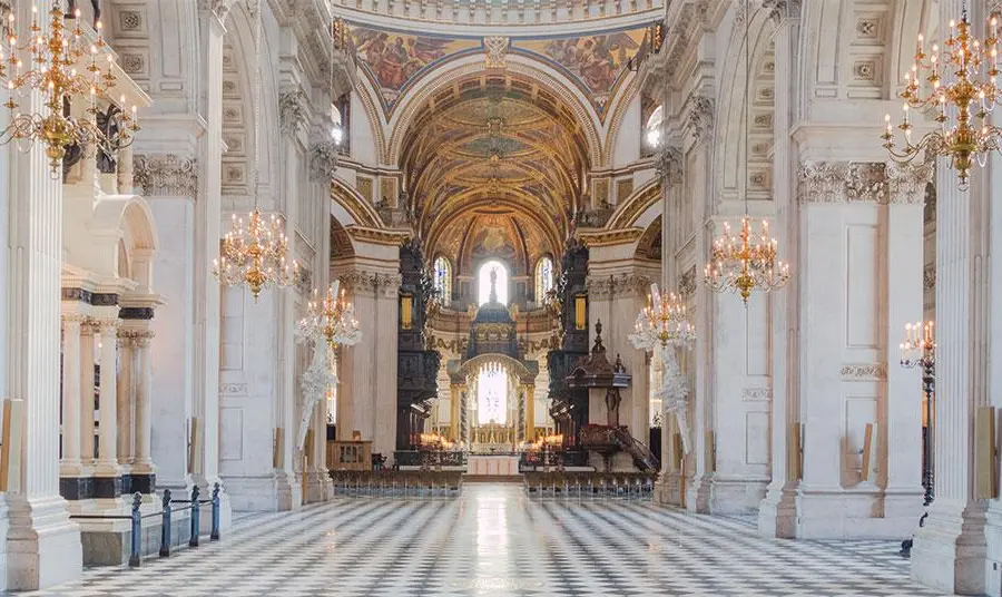 Inside a cathedral
