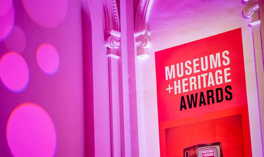 Museums and Heritage sign at the awards ceremony
