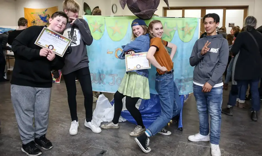 Teenagers in a museum