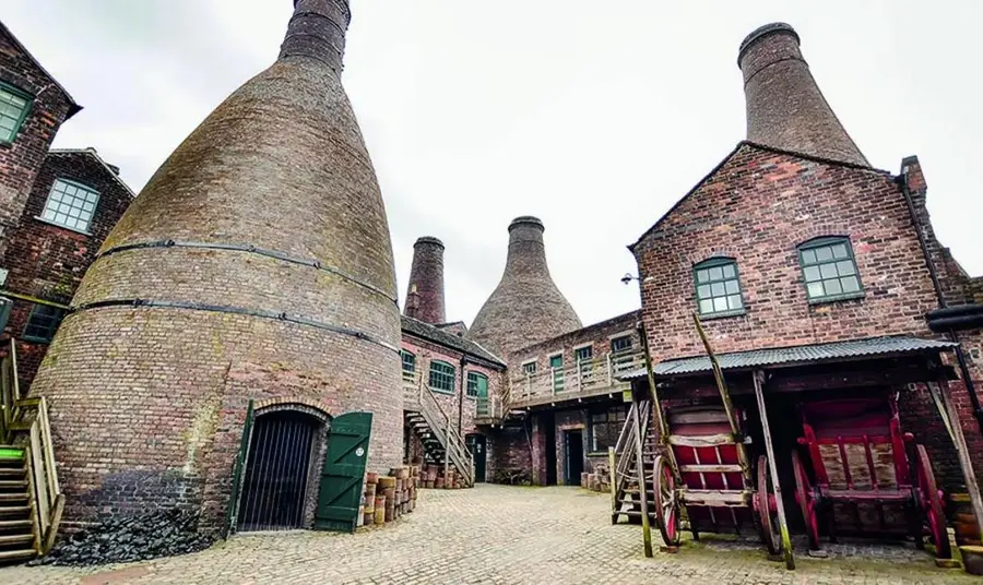 Large brick pottery kilns at the Gladstone Pottery Museum in Stoke-on-Trent