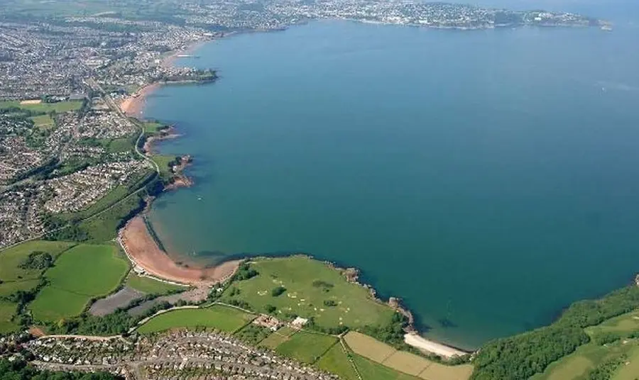Birds eye view of Torbay coastline and landscape
