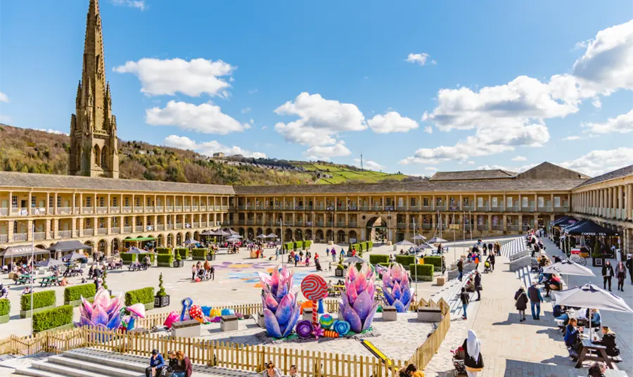 People enjoying an event in the courtyard of The Piece Hall