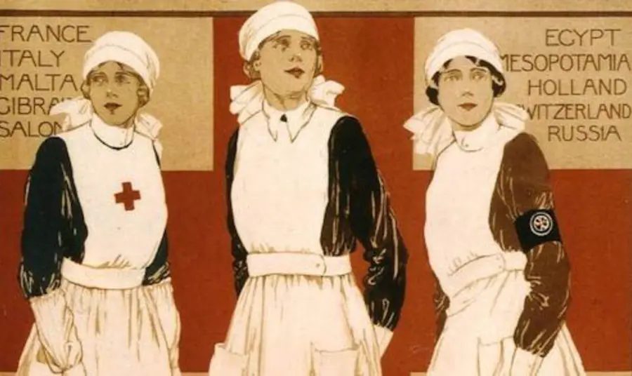 An illustration of women of the voluntary aid detachment