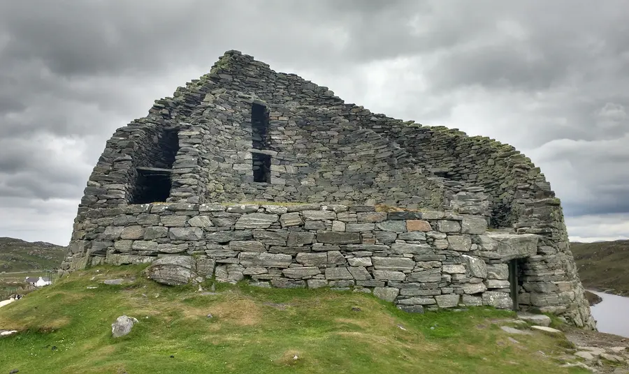 Carloway Broch on the Isle of Lewis, a well preserved Iron Age building popular with tourists