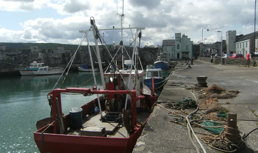Fishing boats docked in Carnlough harbour