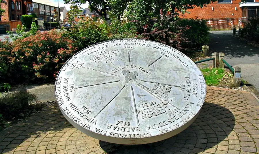 Stone dial indicating distances to various places from Chesterton Stone dial indicating distances to various places from Chesterton