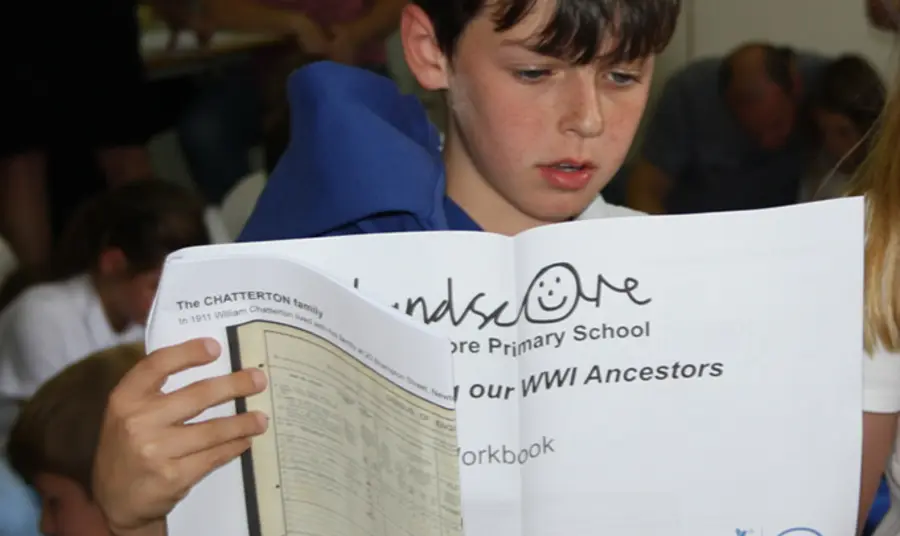 Landscore Primary School pupil researching his family tree