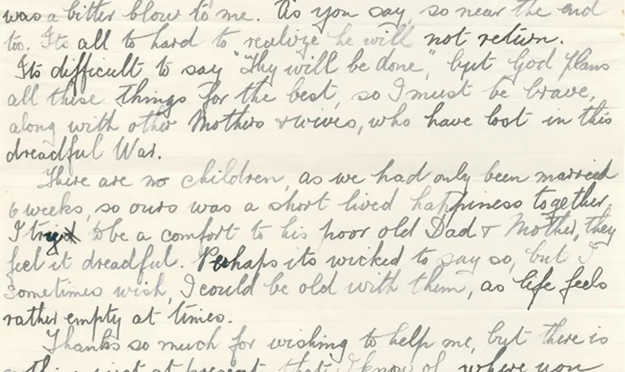 Dear Mrs Pennyman... Letter from Bessie Walker, York