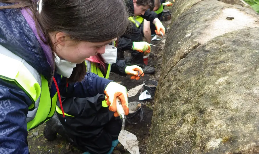 Repairing a wall at Glen Muir Weir Falkirk