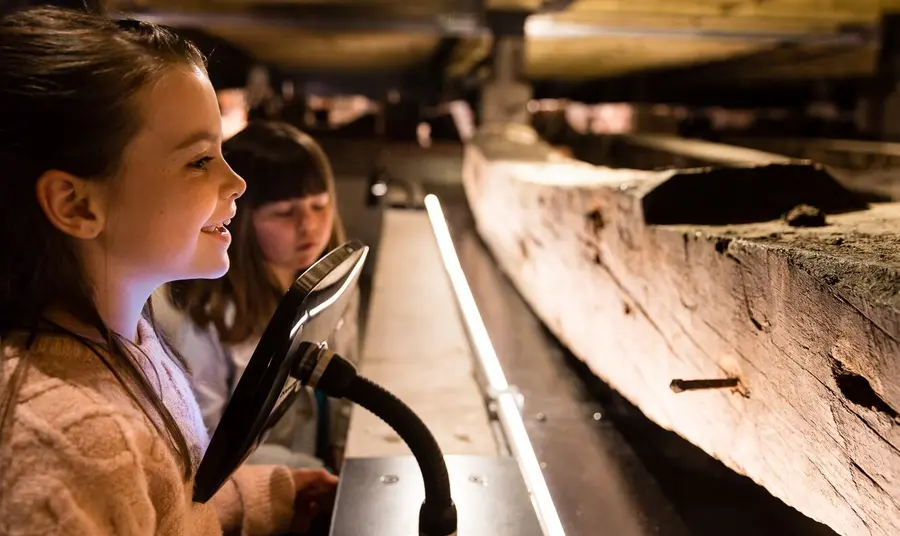 New Command of the Oceans exhibition unveiled in Chatham Children look at the remains of the Namur warship