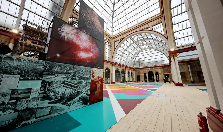Alexandra Palace's East Court with interactive history installation