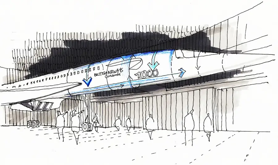 An artist's impression of Concorde on display at Filton Airfield