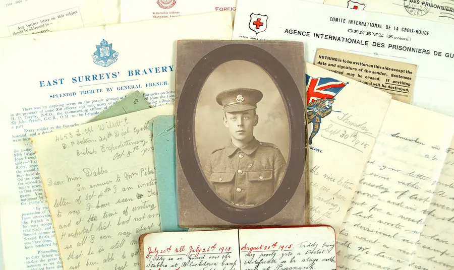 Surrey First World War project wins £460,000 from Heritage Lottery Fund Letters and pictures relating to Private Teddy Cutt