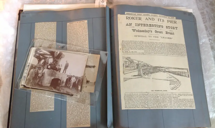 Family album depicting construction of Roker Pier