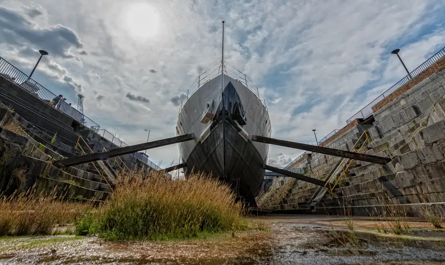 HMS M33 in dry dock