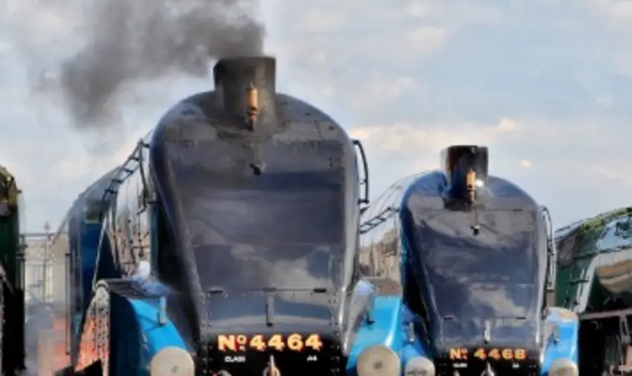 Locomotives outside the Barrow Hill Roundhouse