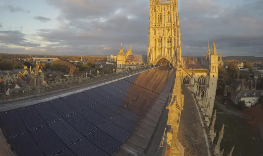Gloucester Cathedrals roof and new solar panels