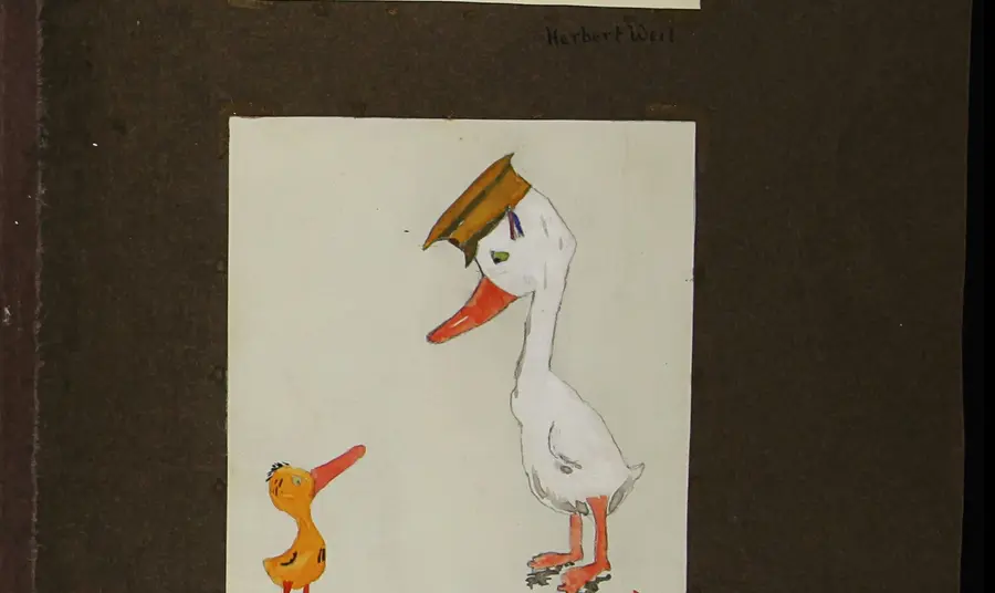 A unique insight into the First World War through the eyes of London’s Jewish Children Children's pictures of a zeppelin and a recruiting officer as a duck