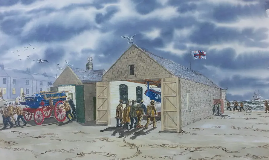Watercolor of Newbiggin's Rocket House