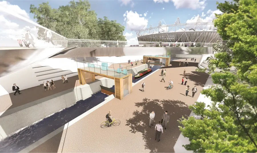 Artists impression of canal in Londons Olympic Park