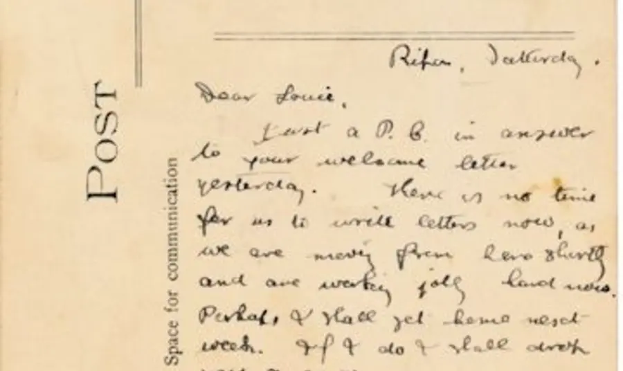 A postcard home forms part of the collection to be digitised A postcard home forms part of the collection to be digitised