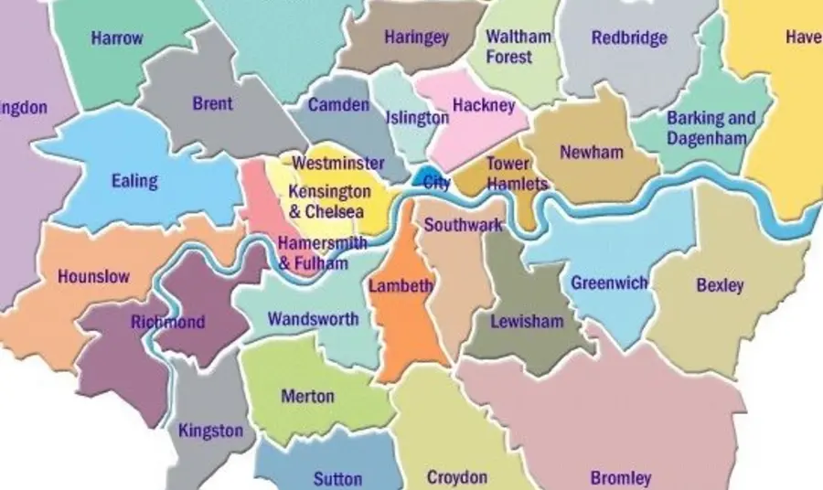 Map of the London boroughs Map of the London boroughs