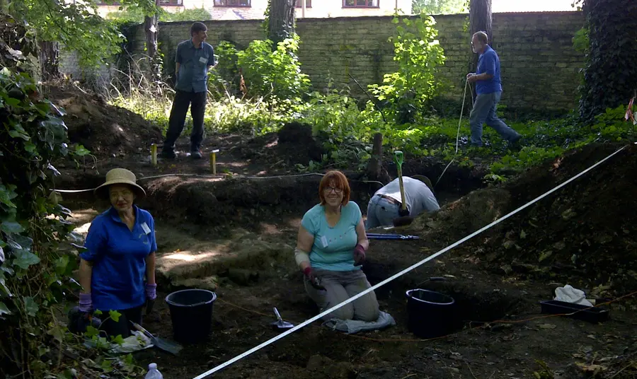 Archaeology volunteers at work in Monk Fryston Hall woods