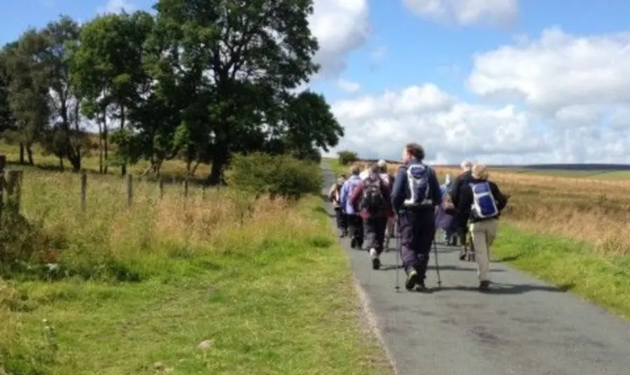 Walkers enjoying Breary Banks, Yorkshire Walkers enjoying Breary Banks, Yorkshire