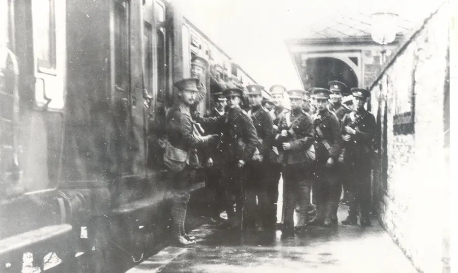 First World War soldiers leaving by train from Peterborough