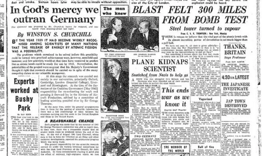 Daily Express article about the dropping of the atom bomb on Hiroshima