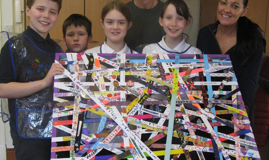 Blacko Primary School wins Heritage Lottery Fund support Project Weave participants with one of their creations