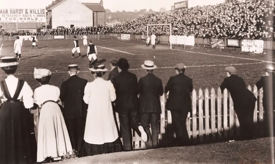 Early Luton Town Football Club supporters at a home match