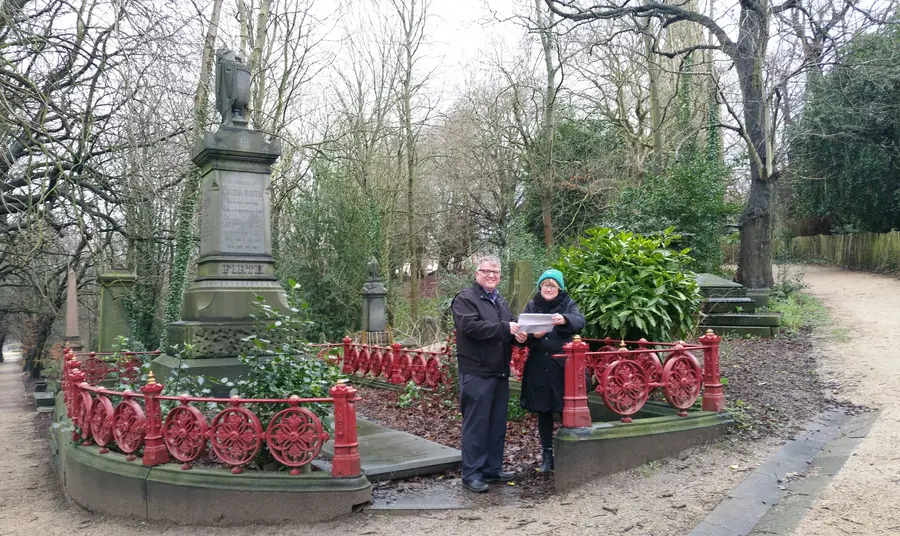 Staff at Sheffield General Cemetery celebrating their development funding