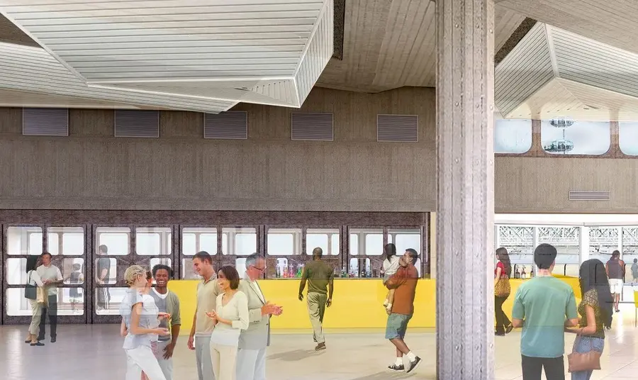 Artist impression of Queen Elizabeth Hall Foyer with improved access and views to the terraces