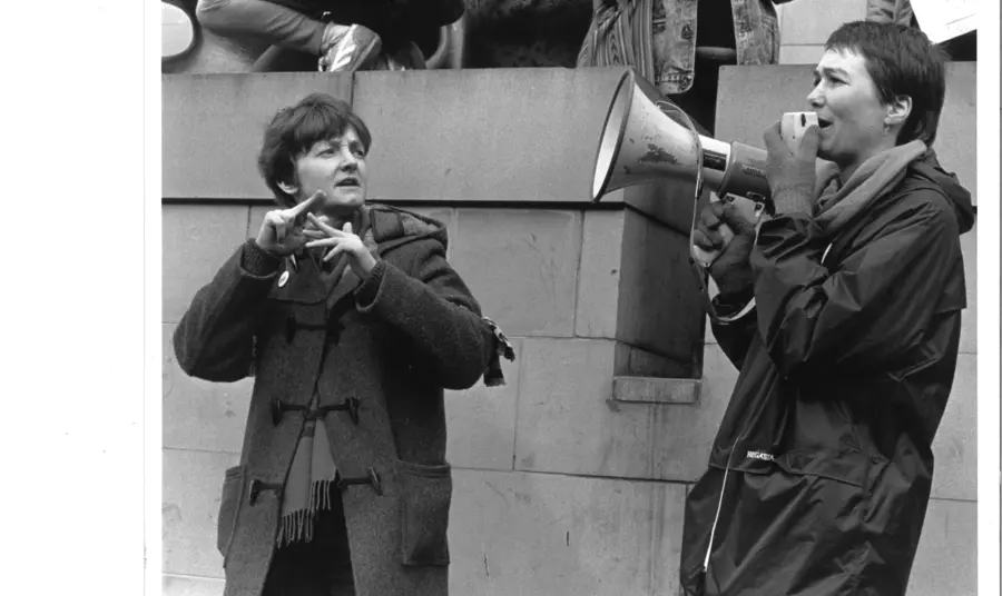 Campaigners with a megaphone