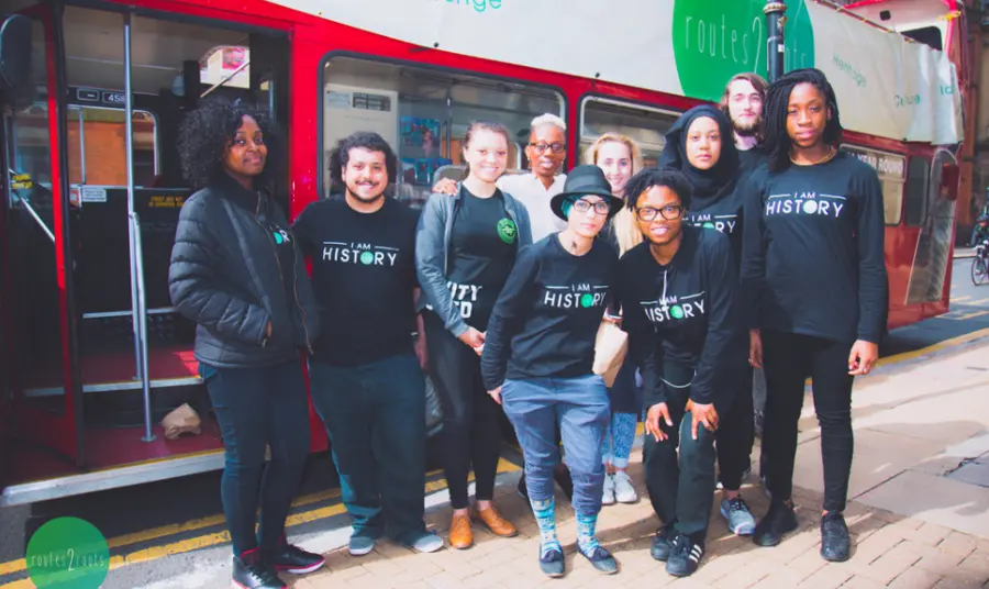 Routes2Roots: back to the beginning Routes2Roots co-creators outside the Big Brum Buz