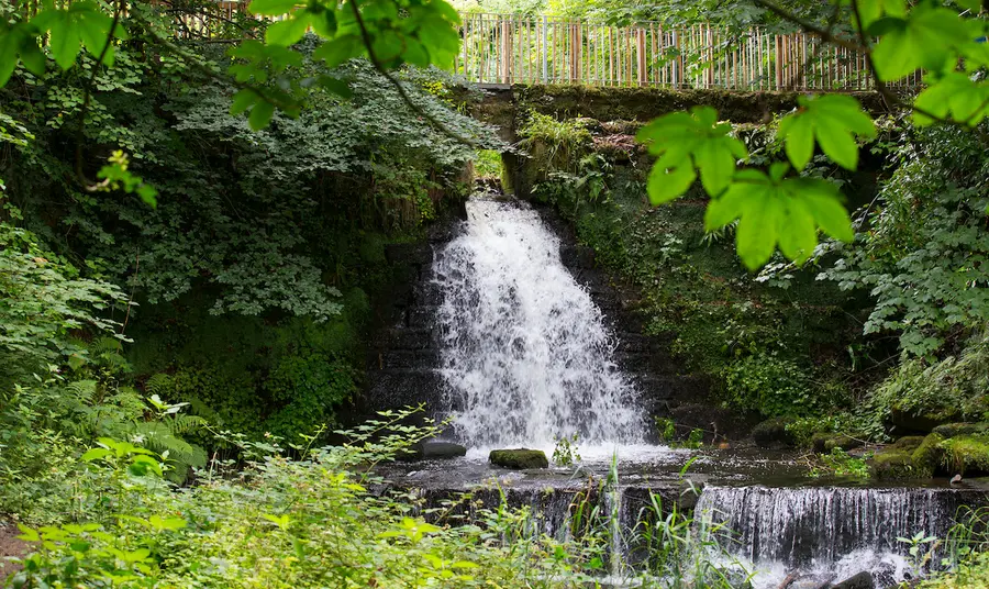 Rediscovered secondary waterfall on Glen Path at Rouken Glen Park, Giffnock, East Renfrewshire