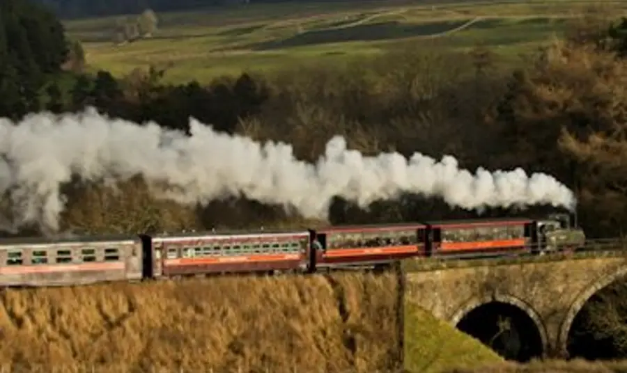 Historic steam train on the South Tynedale Railway