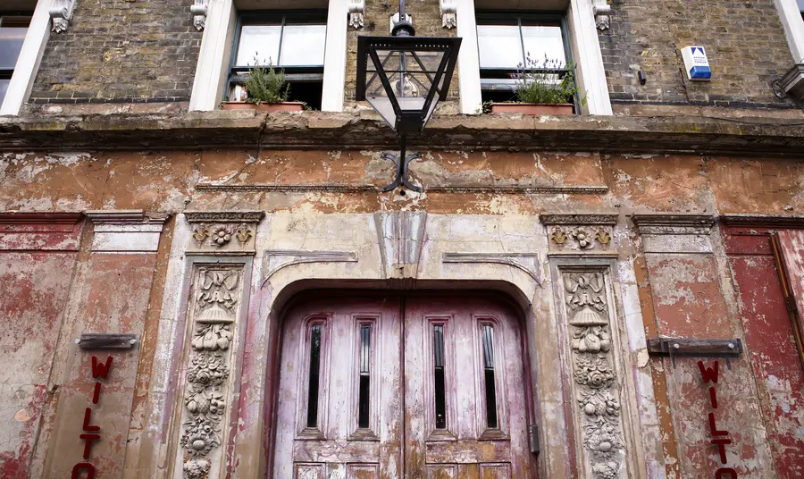 The front door of Wilton's Music Hall