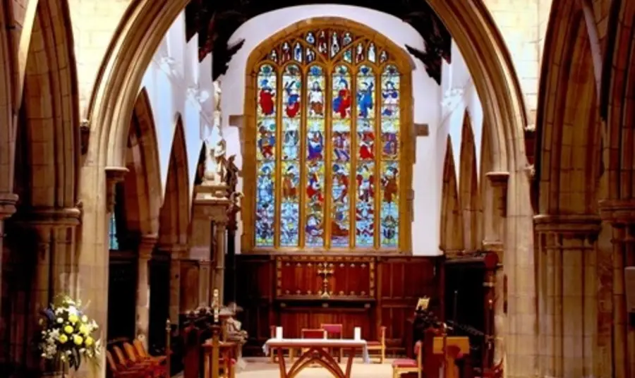 Let there be music Thornhill Parish Church stained glass