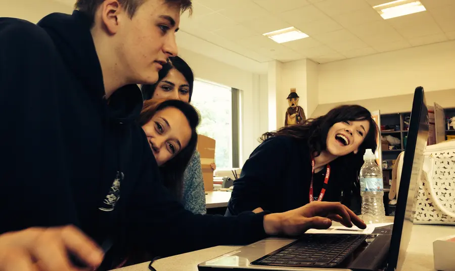Young people exploring Bradford's film history online