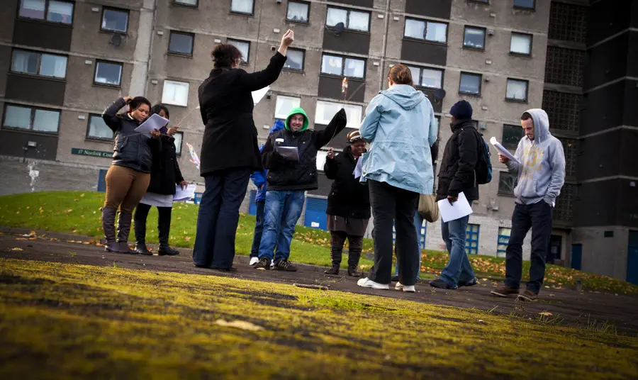 Participants at a Glasgow housing estate