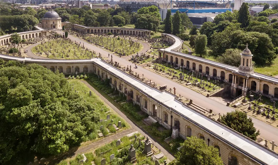 A bird's-eye view of Brompton Cemetery