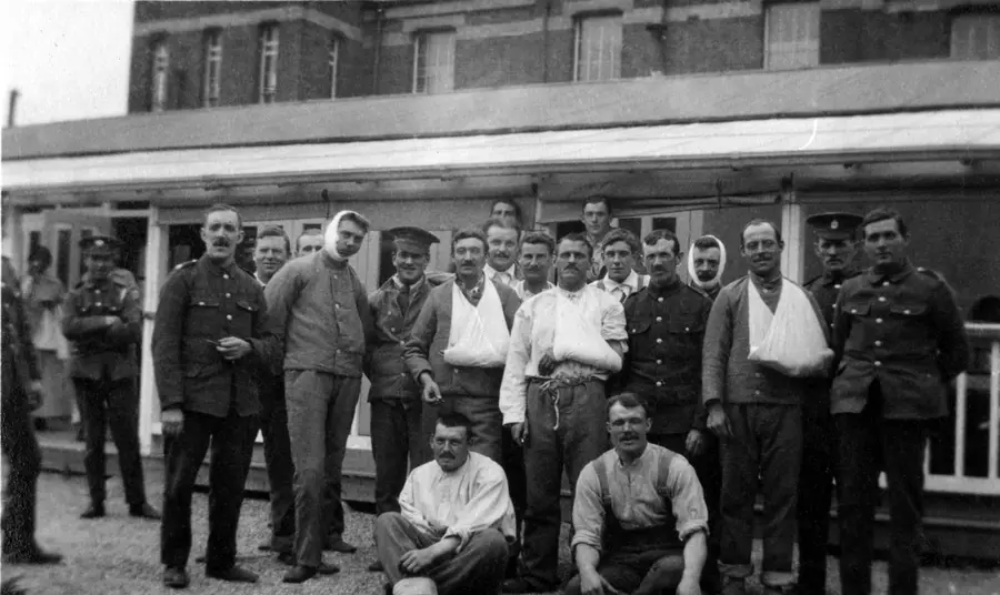 Injured soldiers at Kempston War Hospital