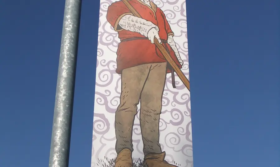 One of the banners designed by students
