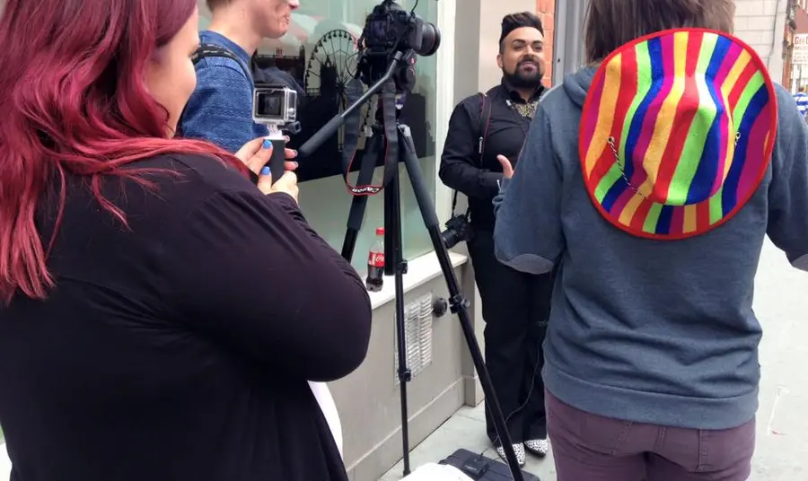 Young people filming