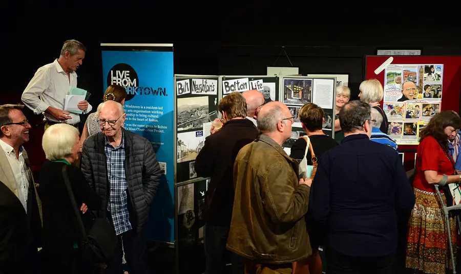 Guests enjoying the displays at the screening of 'The Family Way' , a film based on Bill Naughton's play 'All in Good Time'. 
