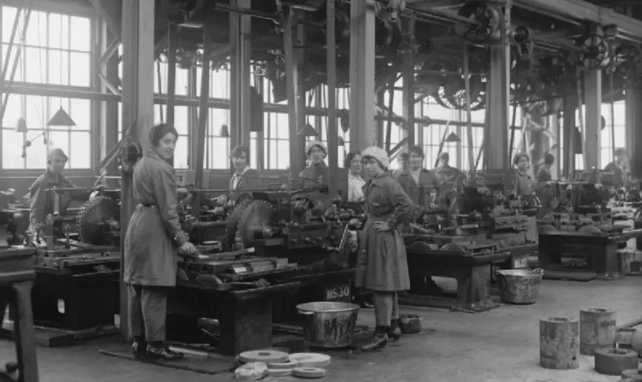Women working in a factory in Small Heath, Birmingham