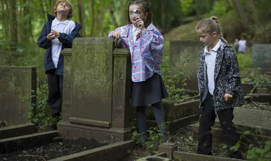Arnos Vale Cemetery Young visitors explore Arnos Vale Cemetery